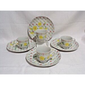 Sugar & Spice Japanese Luncheon Set Daisy Bright Wht Yellow Flower Service for 4